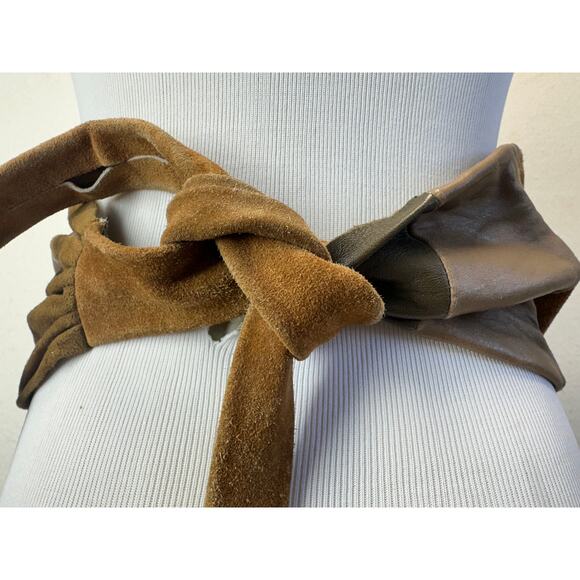 Vintage Bohochic Coastal Cowgirl Wide Suede and Leather Belt Bohemian Hippie main image 4